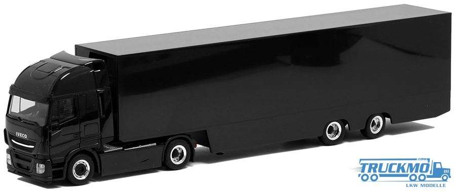 Herpa Iveco Stralis HiWay XP Euro box trailer black BM940337