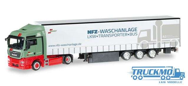 Herpa Wandt wash park truck model MAN TGX XLX Euro 6c curtain canvas semitrailer 306904