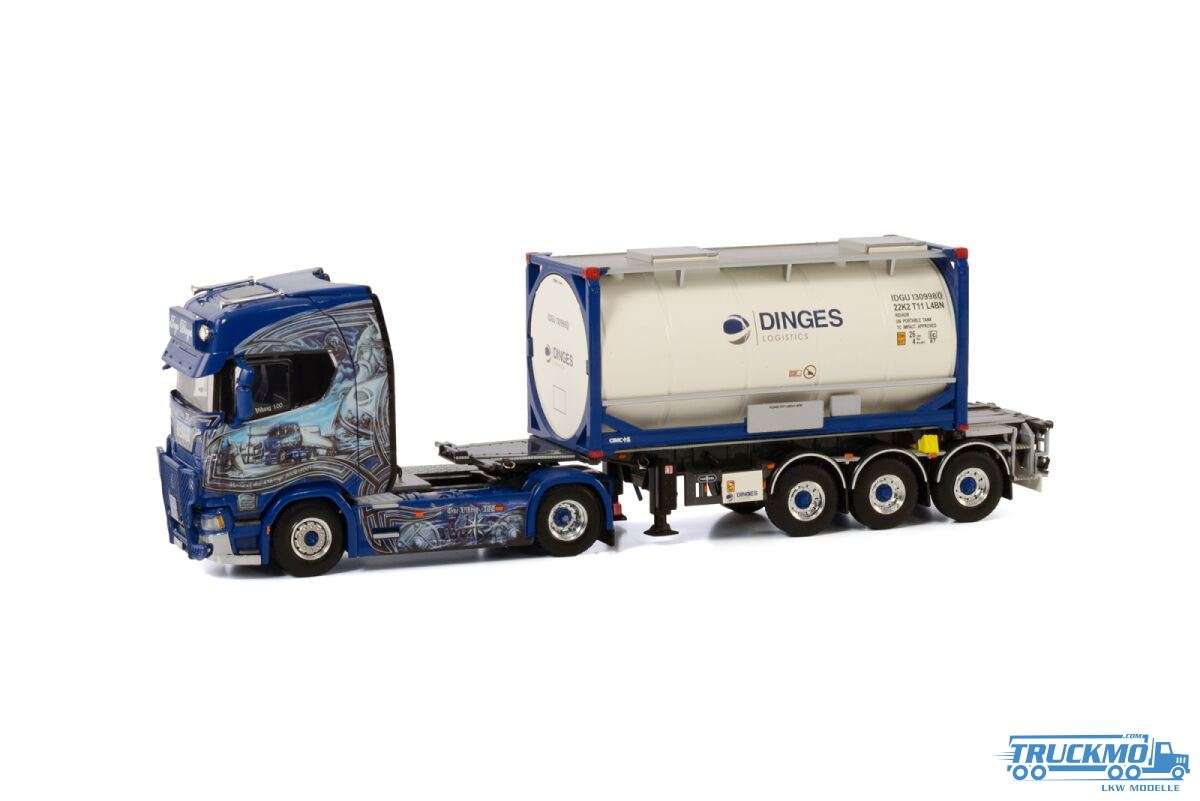 WSI Ingo Dinges Scania S Highline CS20H 4x2 Container Semitrailer 3axle + 20ft Tank Container 01-4000