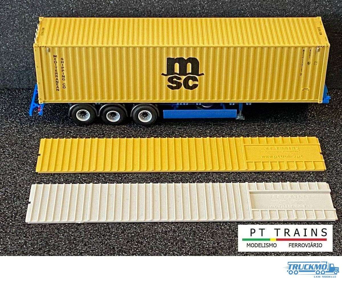 PT Trains Boden mit verbessertem Schwanenhals 40ft Container grau 10 Stück FU804001
