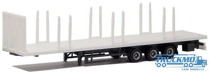 Herpa stake plateau trailer 3axle (white, Chassis black) 671620