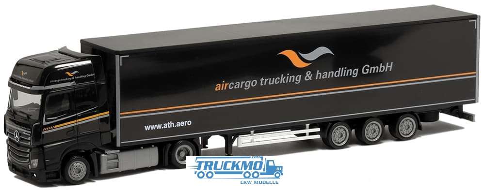Herpa aircargo trucking &amp; handling Mercedes Benz Actros ´18 Bigspace Lowliner box semitrailer 953504