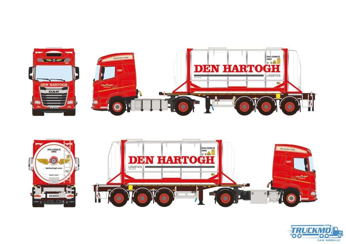 WSI Den Hartogh DAF XG 4x2 Containerauflieger + 20ft Container 01-4447