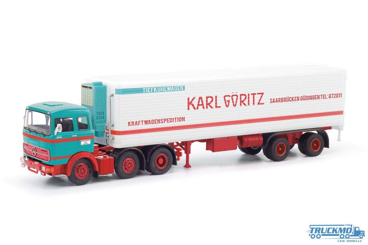 Modellbau Schwarz Karl Göritz Mercedes Benz LPS 2032 reefer semitrailer 87MBS026437