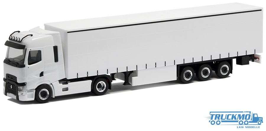 Herpa Renault T Medi curtain tarpaulin trailer white BM945509