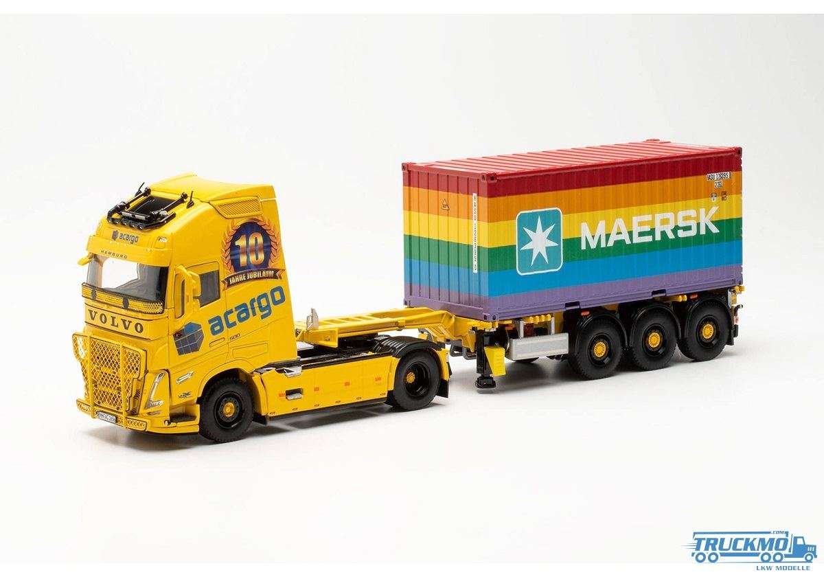 WSI Herpa Acargo Volvo FH Globetrotter XL Container Semitrailer + 20ft Maersk Rainbow Container 071697