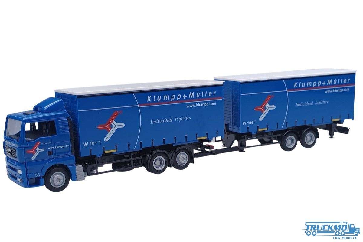 AWM Klumpp + Müller MAN TGA XL curtain box truck-trailer 76062
