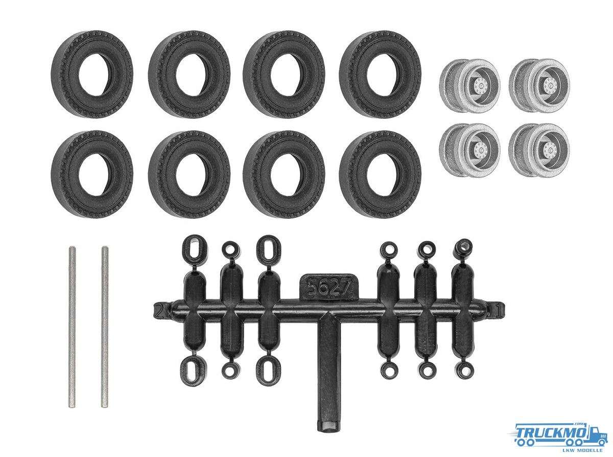 Kibri Retrofit Set Rubber Tyres for Trailer + Semitrailer Twin Tyres 8423