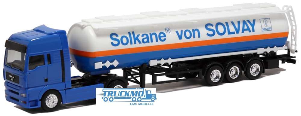 Herpa Solvay Solkane MAN TGA XXL tank trailer 401968