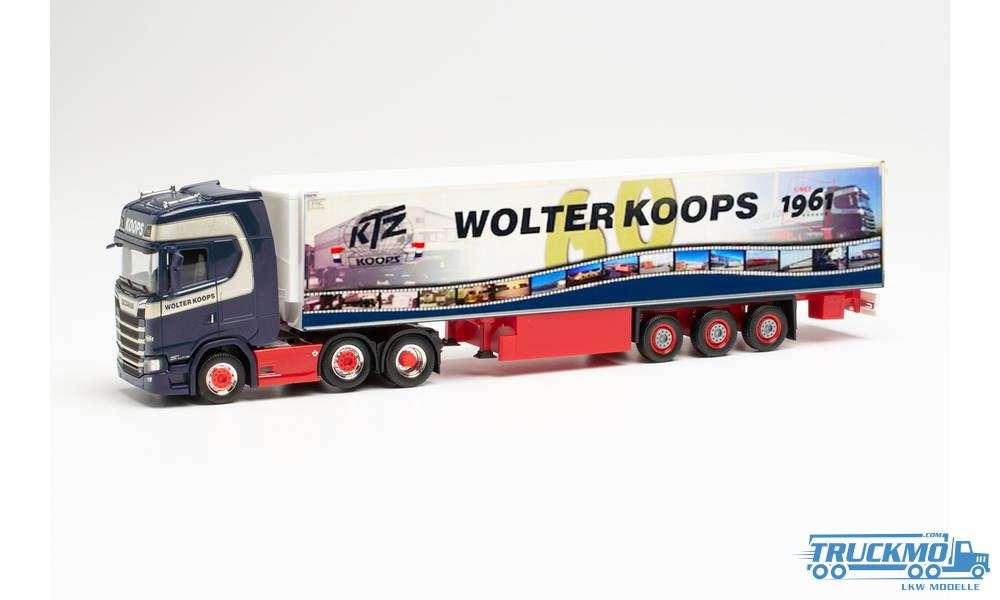 Herpa Wolter Koops 60 years Scania CS20HD 6x2 reefer semitrailer 314367
