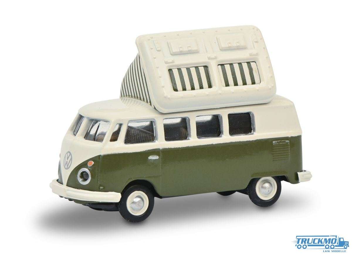 Schuco Volkswagen T1c Camper grün weiß 452660400