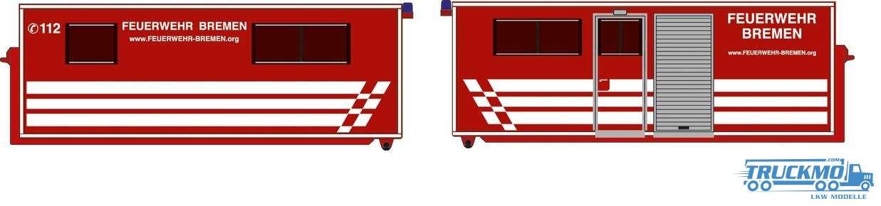 Herpa Feuerwehr Bremen Container Set inkl Abrollmulde 932943
