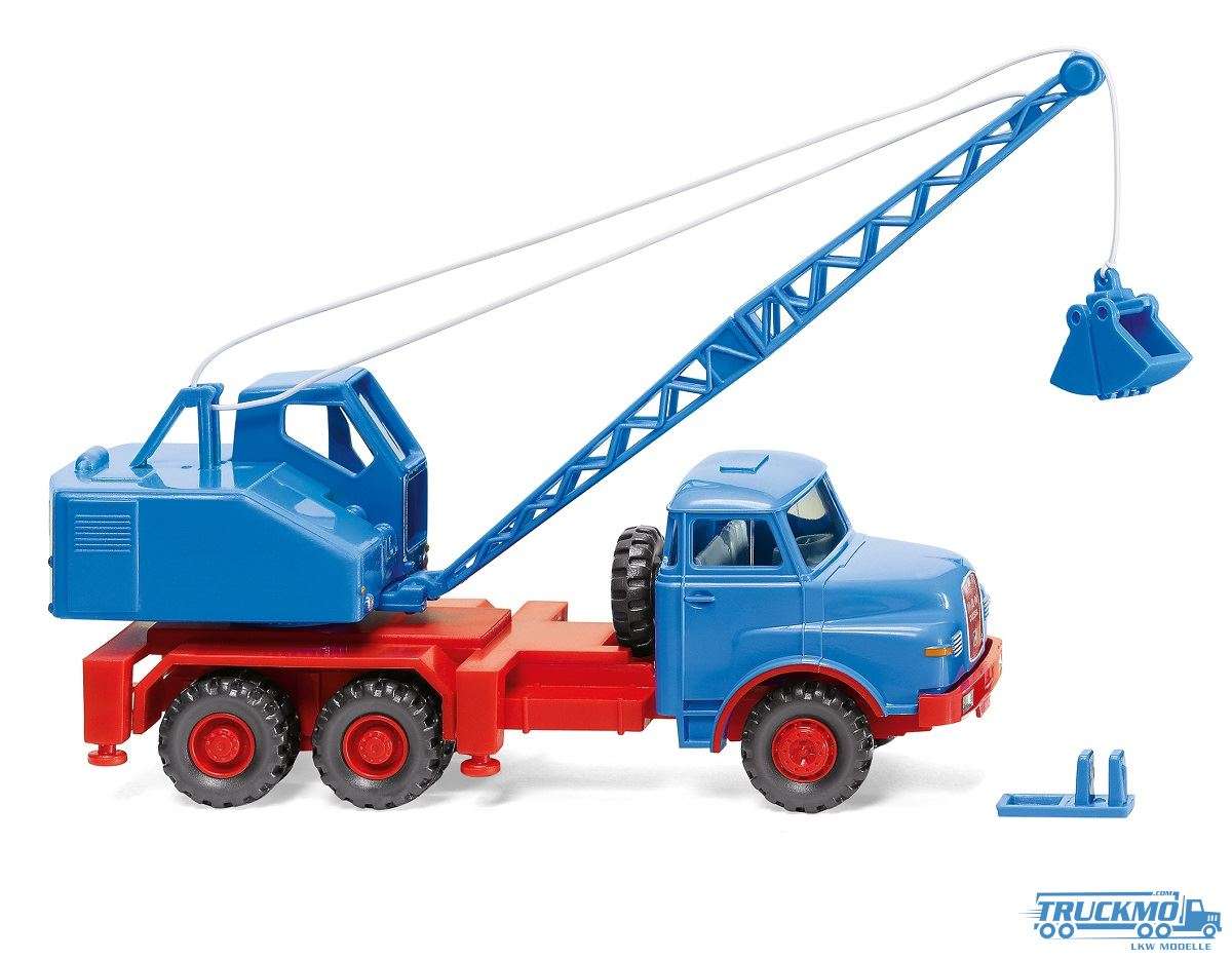 Wiking MAN Fuchs crane truck sky blue 066206