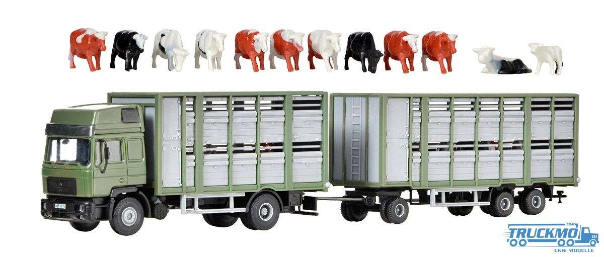 Kibri MAN Viehtransporter mit Anhänger und 12 Kühen 12248
