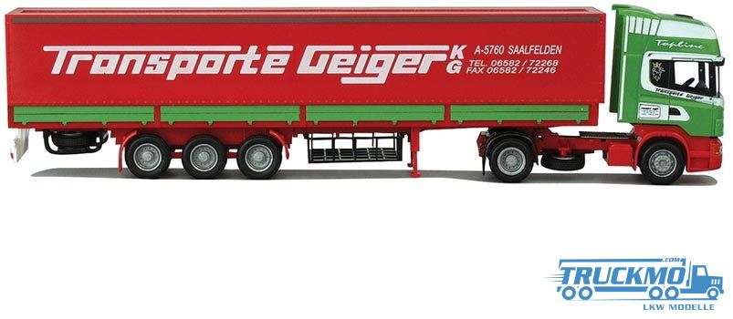 AWM Geiger Scania 4 R Topline Aerop Flatbed trailer truck 54117
