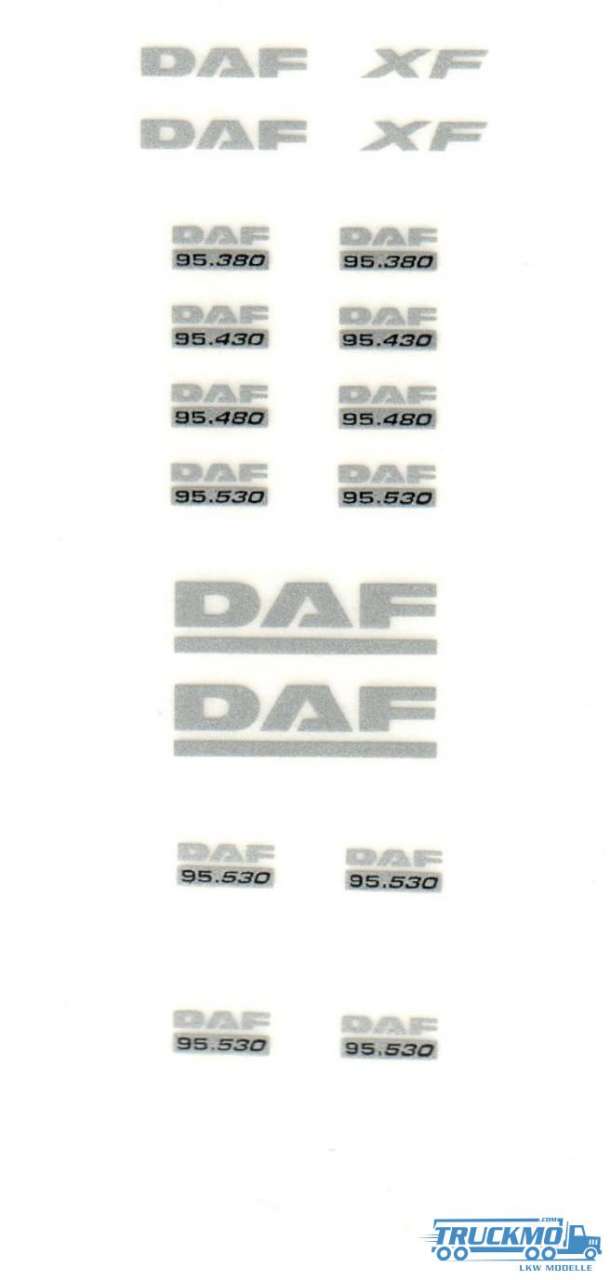 Tekno Decals DAF XF95 Stickerset 380/430/480/530 PK 020-106 80517