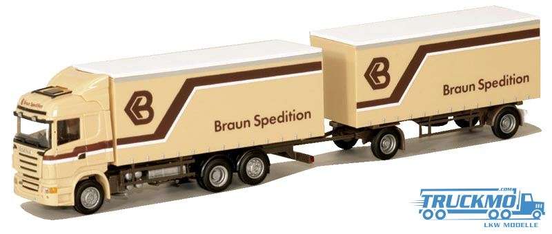AWM Braun Scania Highline Gardinenplanenkofferhängerzug 54224