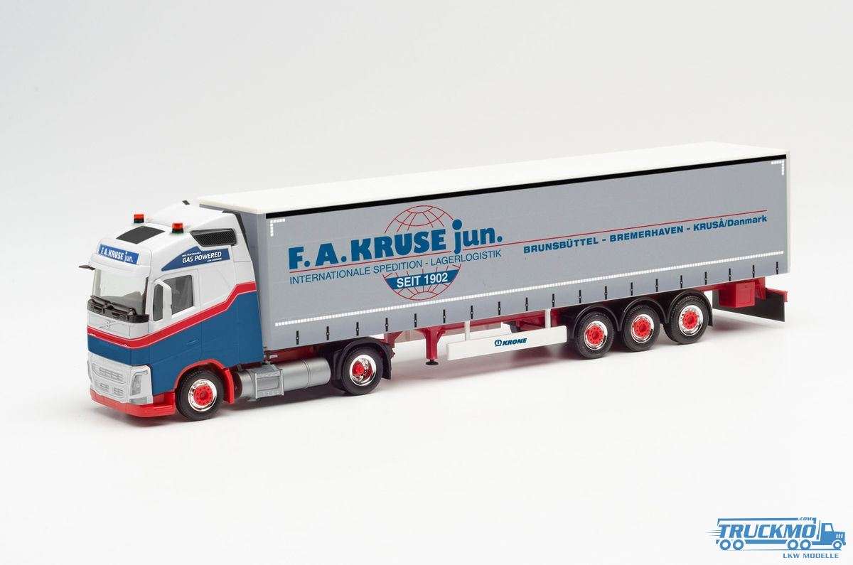 Herpa F.A. Kruse Volvo FH Globetrotter LNG curtain canvas semitrailer 313407