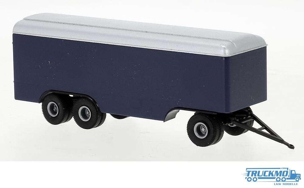 Brekina box trailer 3-Axle blue 55314