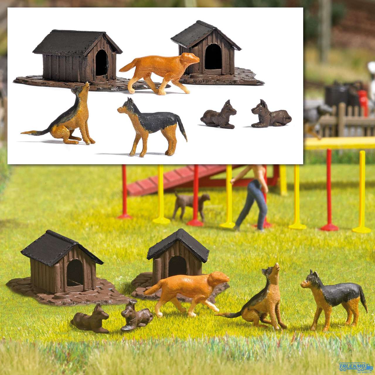 Busch Hunde-Set mit Hütten 1197