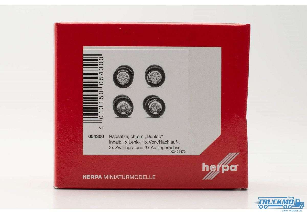 Herpa Dunlop Radsatz midi chrom 7 Stück 1x Lenk-, 1x Vor/Nachlauf-, 2x Zwillings- und 3x Aufliegerac