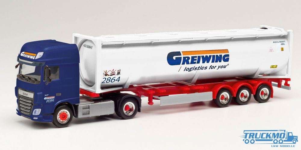 Herpa Greiwing DAF XF SSC Euro 6 40ft pressure silo container semitrailer 312004