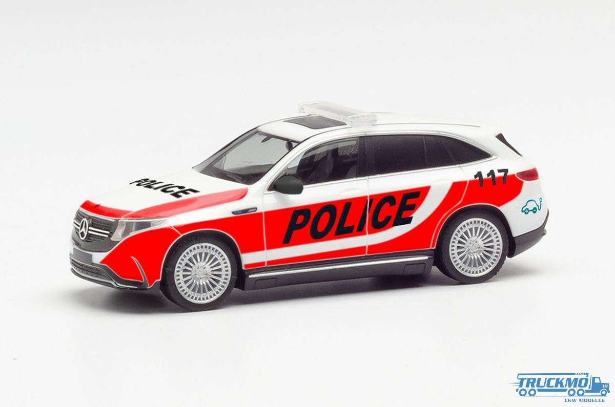 Herpa Police Schweiz / Erprobungsfahrzeug Mercedes Benz EQC 095976