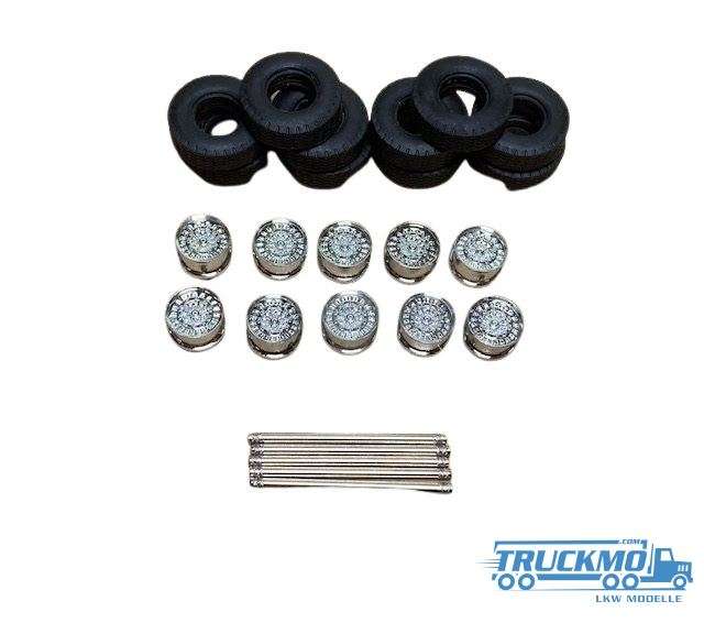 Tekno Parts tires, rims and axles 10 pieces 81626