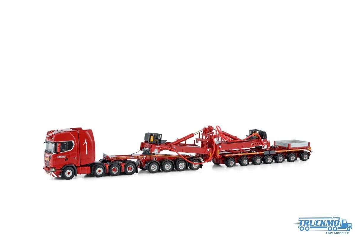 WSI Models Nooteboom Red Line Scania S Highline CS20H 8x4 Wind Mill Trailer with Dolly 5985444