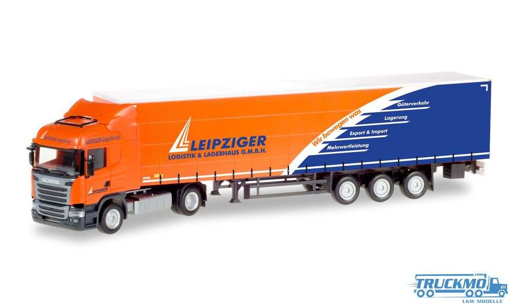 Herpa Leipziger Logistik truck model Scania R Highline curtain canvas semitrailer 307444