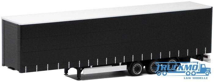 Herpa Megatrailer curtainside trailer 3 axle (PL + Chassis black, rims silver/black) 640414