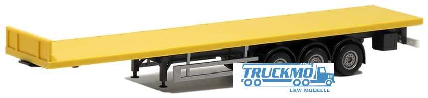 Herpa flatbed trailer with front sign 3-axle golden yellow 671646