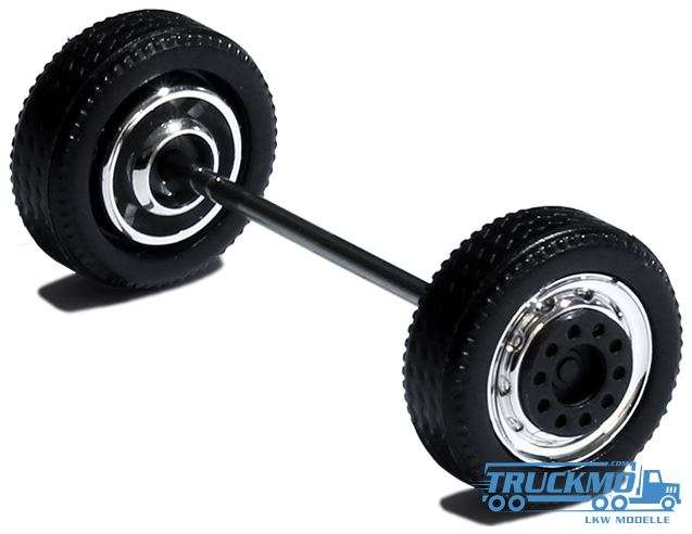 Herpa Wheelset for Lowliner chrome black front axle 690101H