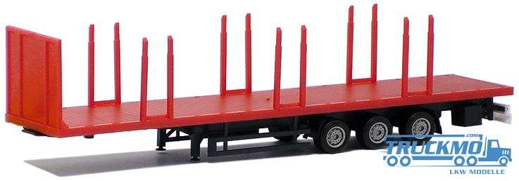 Herpa plateau trailer 3axle (red, Chassis black) 671622