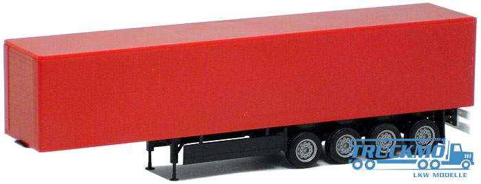 Herpa curtainside trailer 4axle Plane smooth red, Chassis black 640362