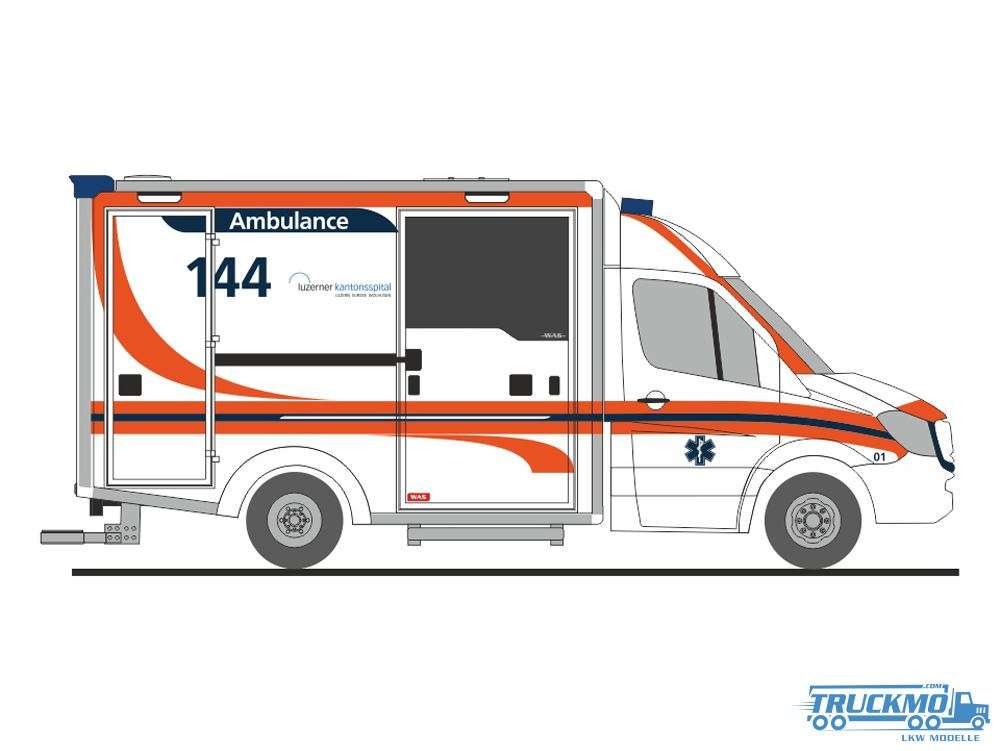 Rietze Ambulance Luzern Mercedes Benz Sprinter Wietmarscher Ambulanzfahrzeug Design RTW 76105