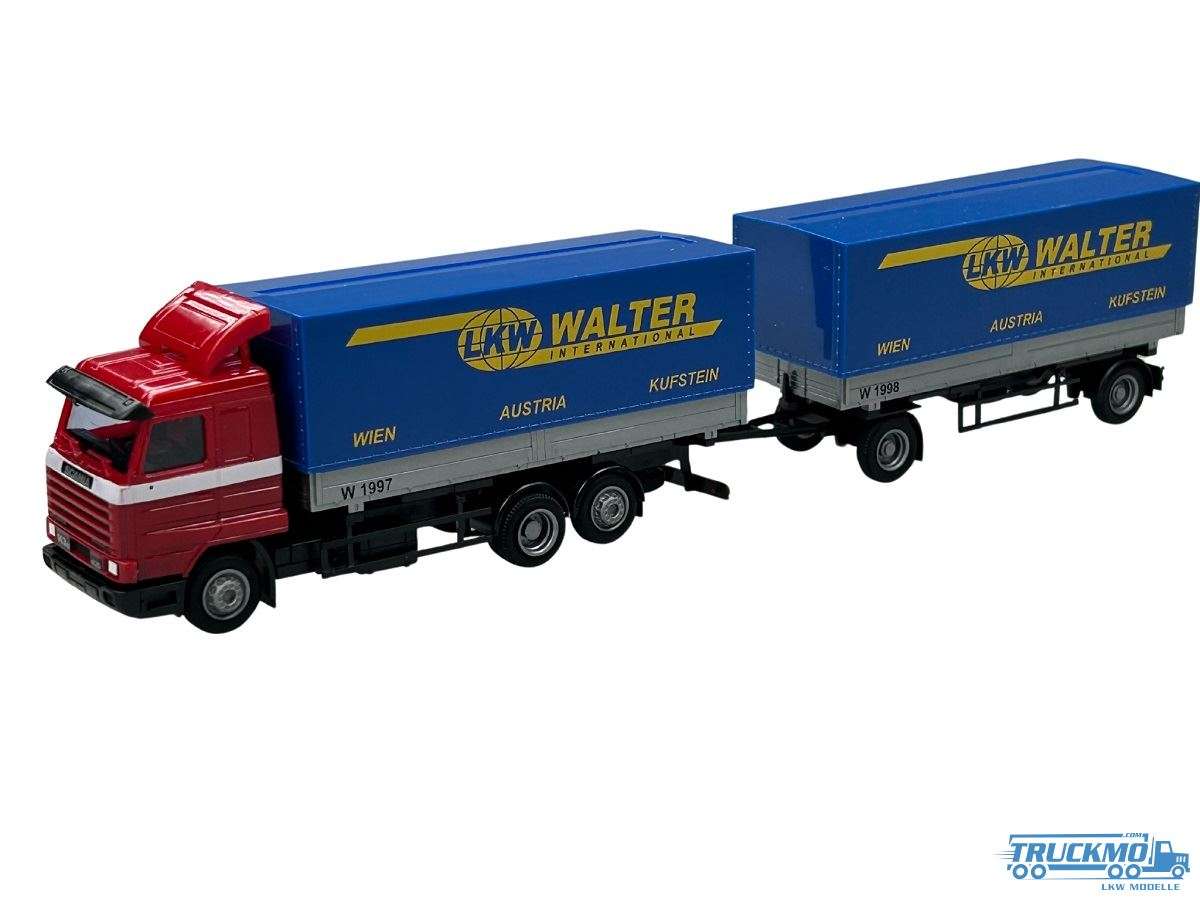 AWM LKW Walter Scania 143 SL flatbed curtainsider trailer 76323