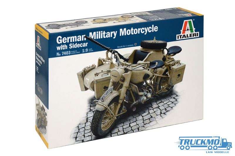 Italeri Deutsches Militär Motorrad mit Beiwagen 7403