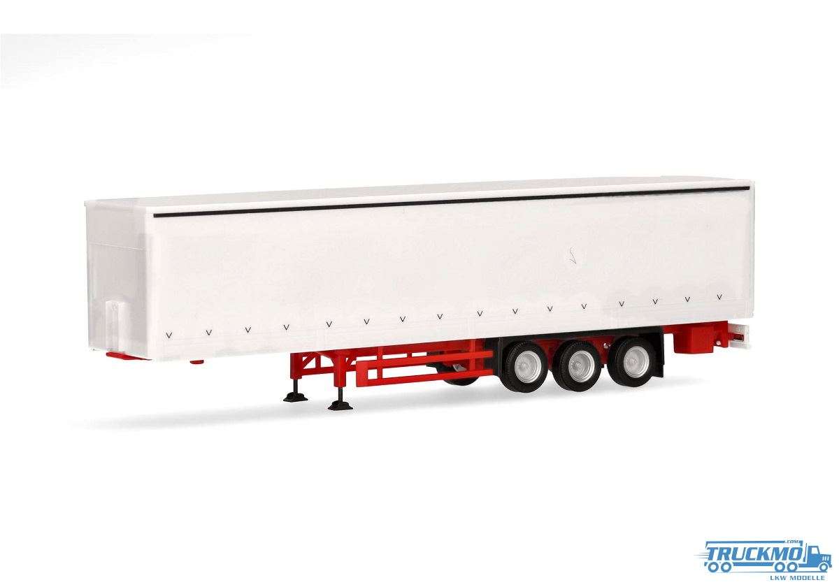 Herpa curtainsider trailer with drop sides 3-axle white 076944-002