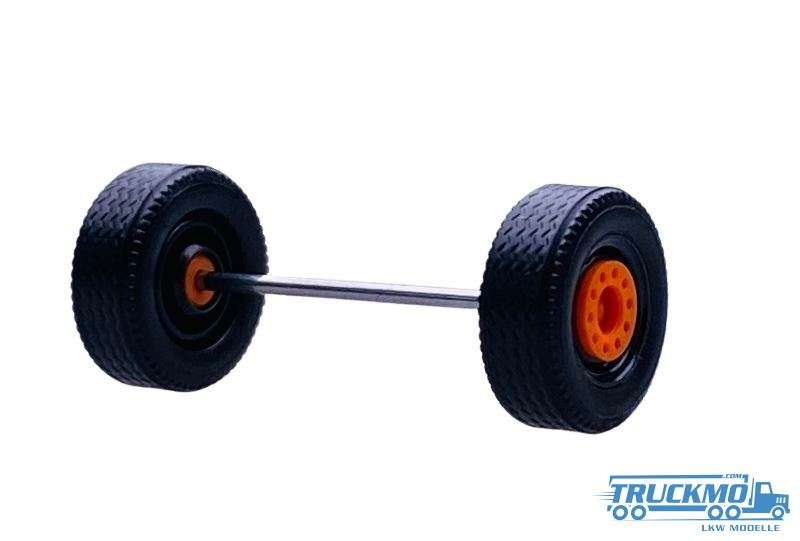 Herpa wheelset tractor wide tires 2-T Medi black / orange A10004
