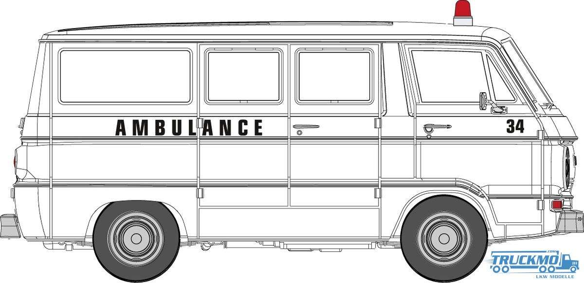 Brekina Ambulance Dodge A 100 Bus 34309