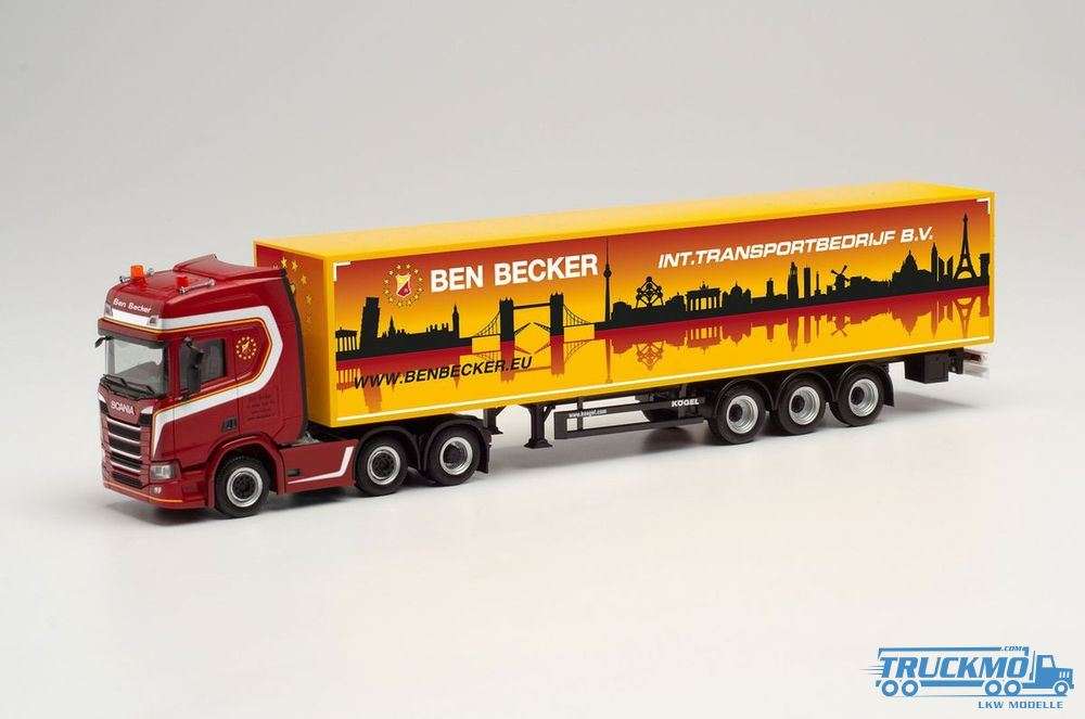 Herpa Ben Becker Scania CR20HD curtain canvas semitrailer 314091