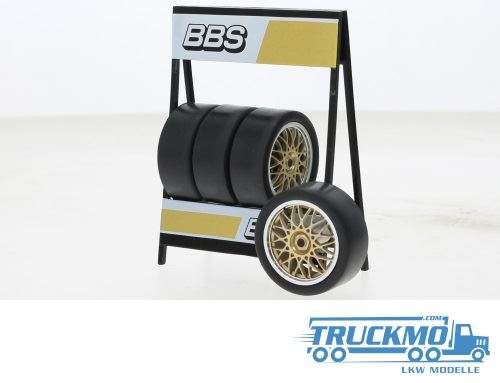 IXO Models Räderset BBS Motorsport einteilig chrom gold 4 Räder IXO18SET017W