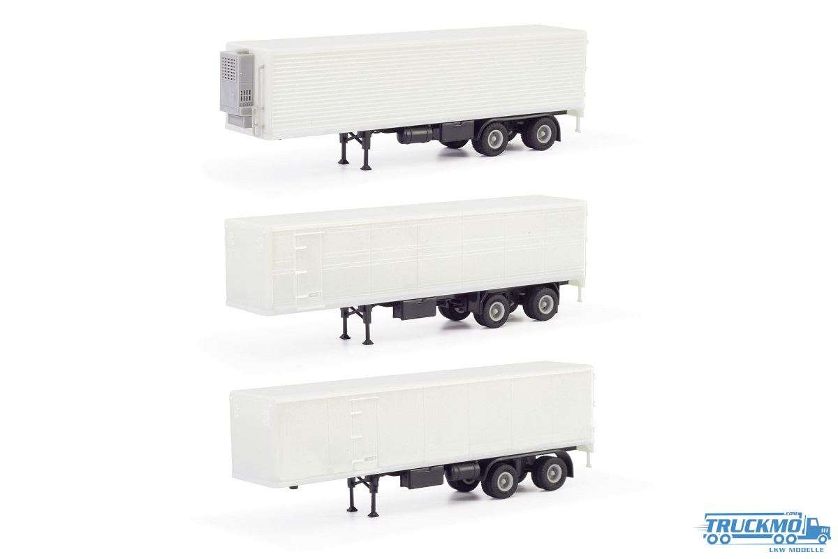 Modellbau Schwarz three undecorated box semitrailers 87MBS026512