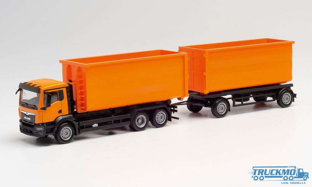 Herpa MAN TGS NN roll-off container trailer communal orange 311380