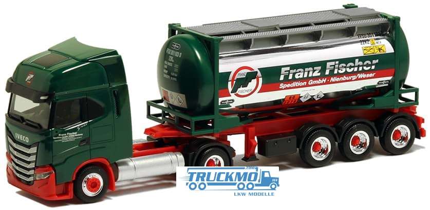 Herpa Fischer Spedition Iveco S-Way 24ft Chrom Tankcontainer trailer 5149