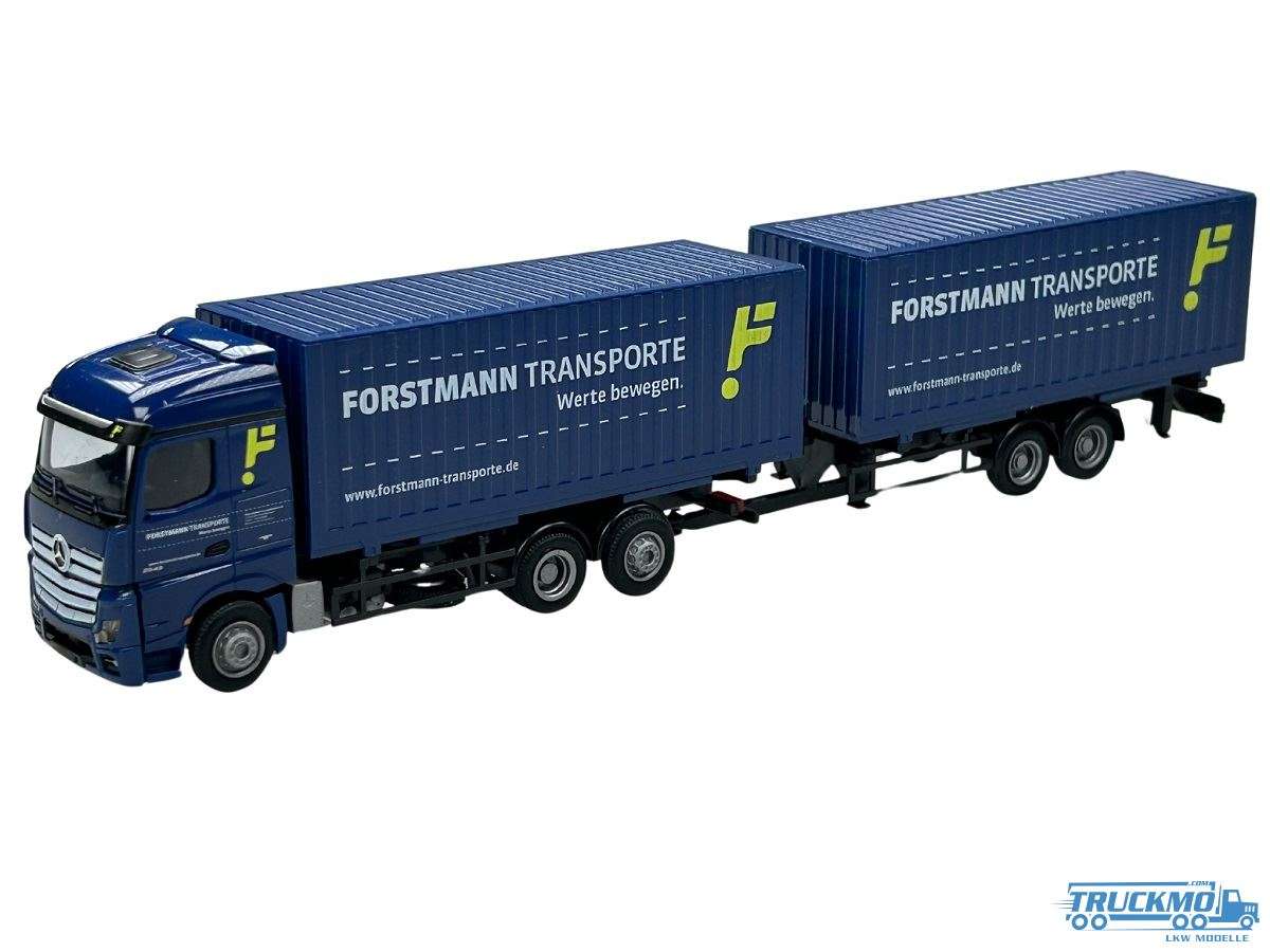 AWM Forstmann Mercedes Benz Actros MP2 StreamSpace Containerboxtandemhängerzug 76298