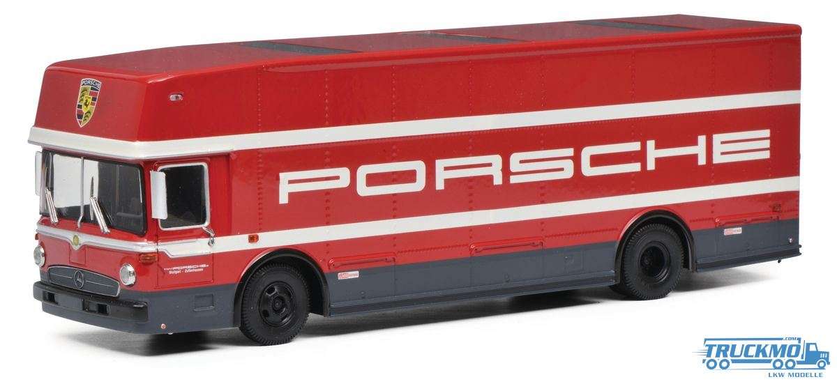 Schuco Porsche racing transporter red 452026100