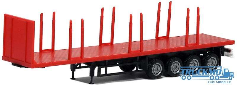 Herpa stake plateau trailer 4axle (red, Chassis black) 671627