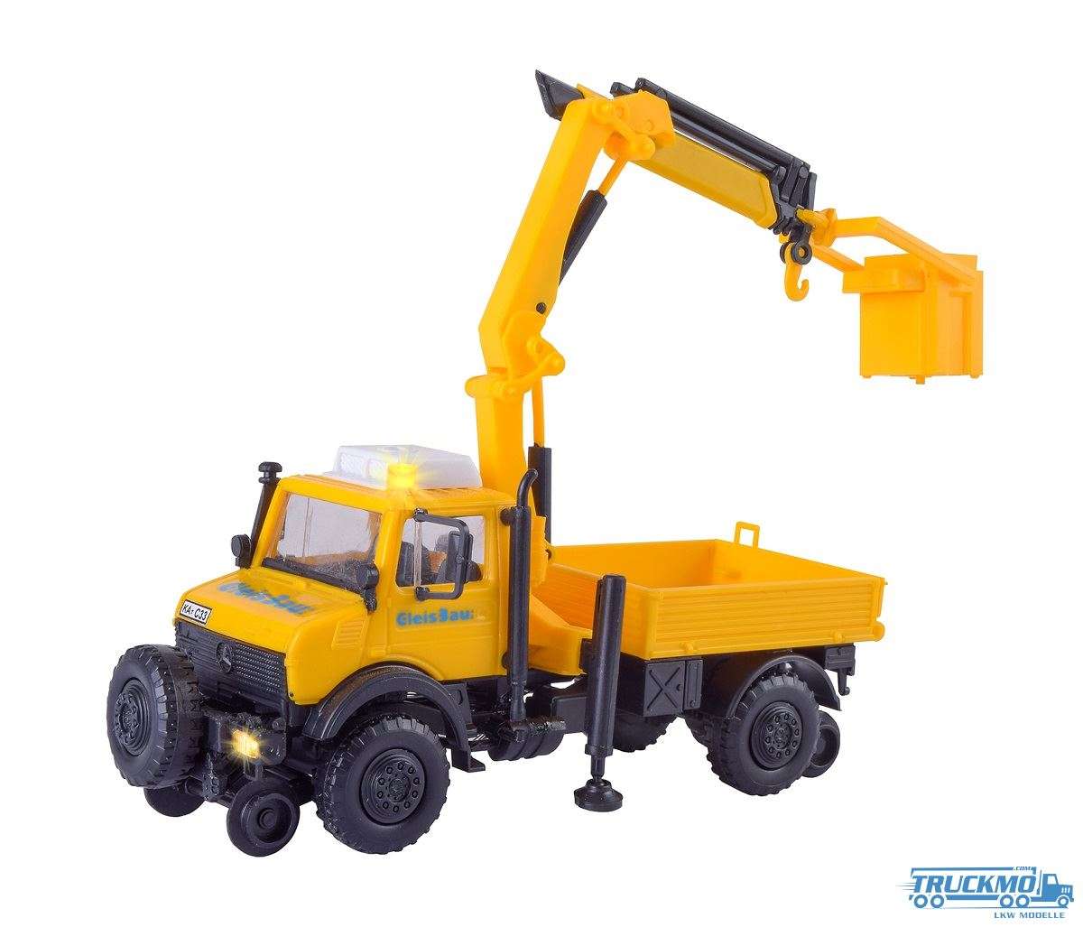Kibri two-way Unimog track construction with working crane and cage 14991